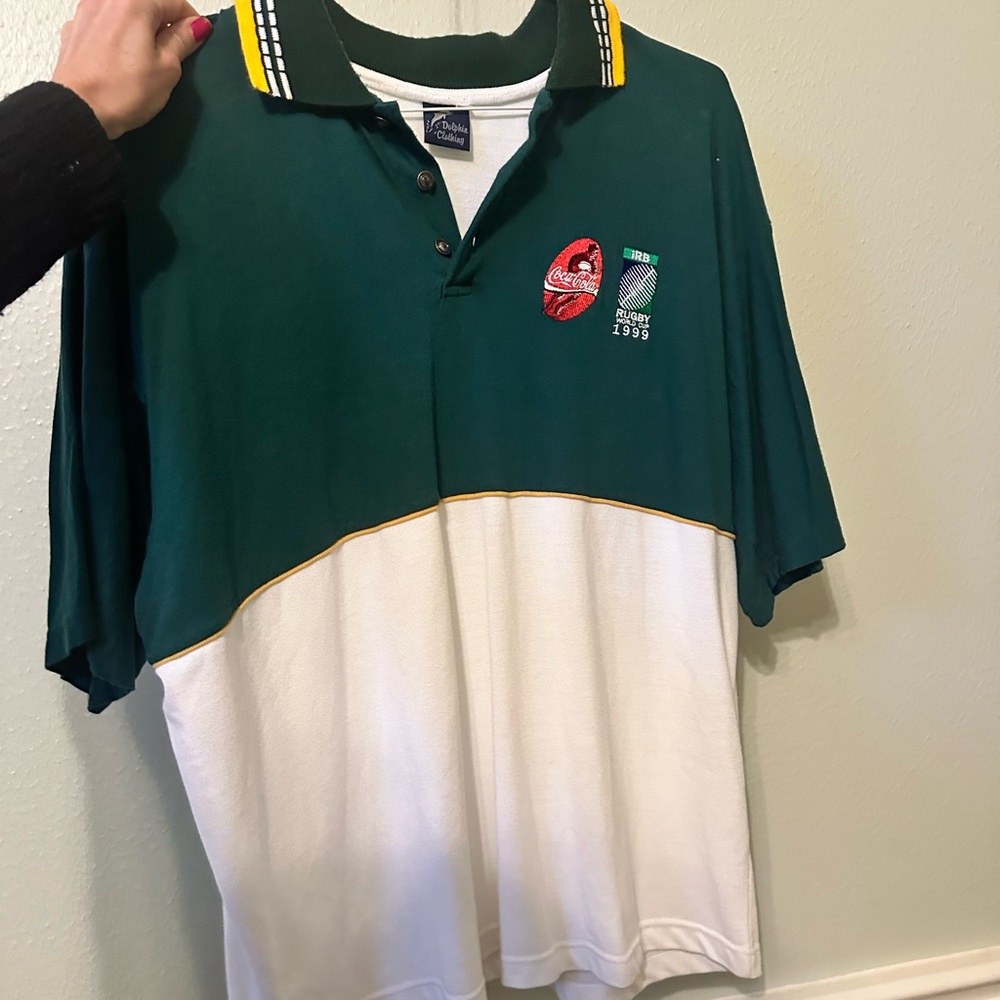 Vintage 1999 World Cup Rugby Polo Shirt - Green and White